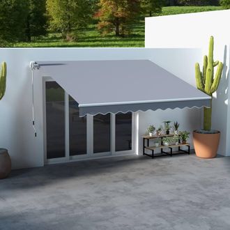 OUTSUNNY 2.95 x 2.5m Canopy Sun Shade Shelter with Crank Handle, Grey