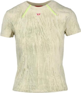 Diesel Katoenen T-shirt - Dames - T-shirts - Groen - S - Katoen - Tops
