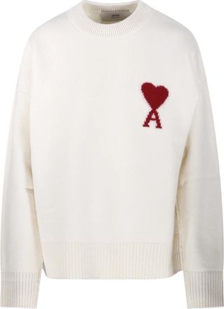 Ami Ami De Coeur Crewneck Sweater - Heren - Ronde hals truien - Wit - M - Wol - Truien & Vesten