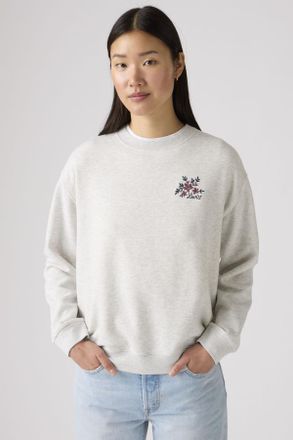Levi's Sudadera con cuello redondo Graphic Everyday - Mujer - XS - Gris / Crew Vicki Floral Bw Embroidery Orbit Heather Gray