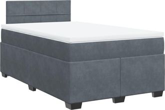 vidaXL Cama Box Spring Con Colch&oacute;n Terciopelo Gris Oscuro 120x190 Cm Vidaxl