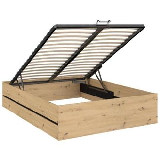 Vente-Unique Letto con contenitore 140 x 190 cm Naturale e Nero - LUDARO