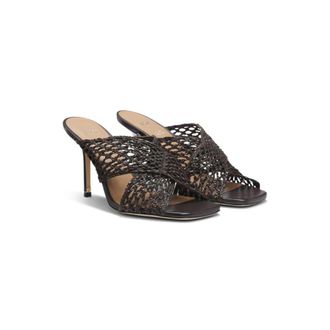 BOSS Leather sandals with woven uppers