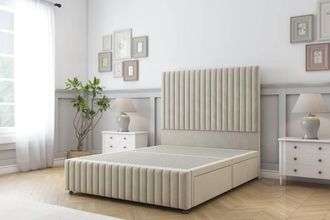 Sloomy Madison Plush Divan Base 4 Drawers-26 Headboard & 12 Footboard in Cream | Size: Small Double