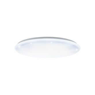 Loops Flush Ceiling Light White Shade White Plastic With Crystal Effect Bulb LED 60W