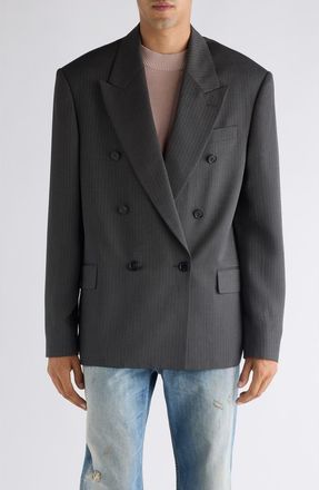 Acne Studios Jarvel Double Breasted Herringbone Blazer in Grey at Nordstrom, Size 38 Us