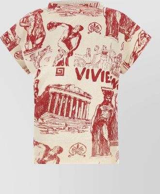 Vivienne Westwood cashmere asymmetric boat neck graphic print top