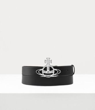 Vivienne Westwood Line Orb Buckle Belt Vacchetta Leather Black One Size Unisex