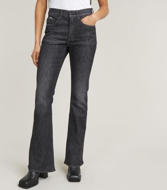 G-Star Womens G-Star RAW 3301 Flare Jeans - Black Cotton - Size 30W/32L