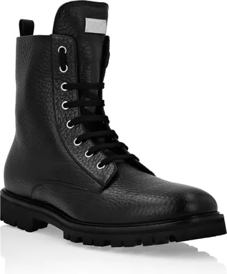 Philipp Plein Leather Boots Low Flat stars Studs
