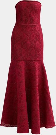 Black Halo Kristy Strapless Lace Jacquard Trumpet Gown