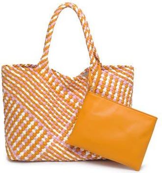 Moda Luxe Woven Unlined Tote Bag and Pouch in Orange Multi at Nordstrom Rack