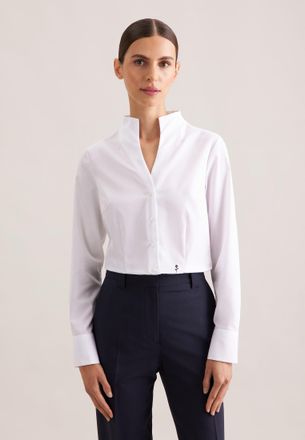 Seidensticker Klassische Bluse SEIDENSTICKER, Damen, Gr. 3XL (46), weiss (wei&szlig;), 100% Baumwolle, unifarben, slim fit, ohne Ausschnitt, Blusen Klassische Bluse, 1/1 