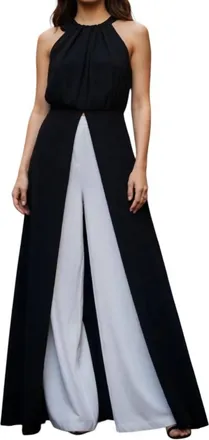 Adrianna Papell Sleeveless Jumpsuit In Black And White