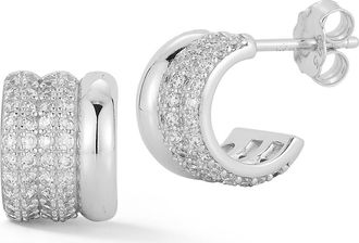 Glaze Jewelry Pav&eacute; Cubic Zirconia Triple Row Hoop Earrings in Silver at Nordstrom Rack