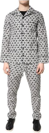 Dolce & Gabbana Zwart-wit DG Print Pyjamaset - Heren - Pyjama - Wit - XS - Katoen - Nachtkleding
