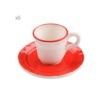 Arcucci Set of 6 coffee cups and saucer cl10 Provence red