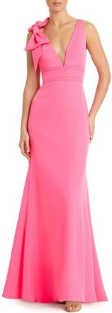 Mac Duggal Sleeveless V Neck Bow Detail Mermaid Gown in Candy Pink at Nordstrom, Size 10
