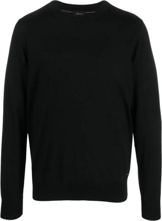 Brioni Zwarte Wollen Trui met Fijne Brei - Heren - Ronde hals truien - Zwart - 3XL - Wol - Truien & Vesten