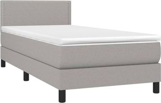 vidaXL Cama Box Spring Con Colch&oacute;n Tela Gris Claro 90x190 Cm Vidaxl