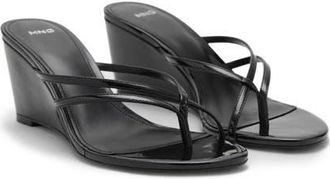 Mango Wedge Slide Sandal in Black at Nordstrom, Size 8.5Us