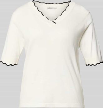 b.young B.Young Strickshirt aus Viskose-Mix mit Kontraststreifen Modell MORLA in Ecru, Gr&ouml;&szlig;e XXL