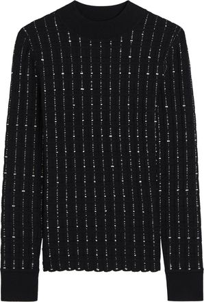 Joseph Stripe-embroidered Knit top - Black And Silver - S (UK8-10 / S)