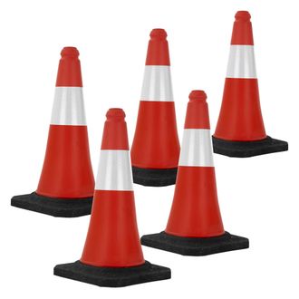ECD Germany Ecd Germany - 5x Cono De Tr&aacute;fico Obra Pieza De Se&ntilde;alizaci&oacute;n Emergencia Color Rojo Y Blanco 51 Cm De Altura Con Base Pesada Y Robusto Pil&oacute;n De Segurida