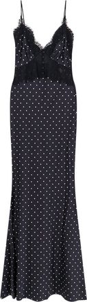 Self Portrait Polka-Dots Satin Long Dress-Donna