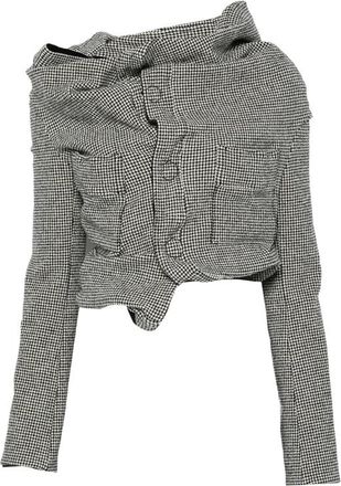 Junya Watanabe Houndstooth-pattern Draped-design Jacket