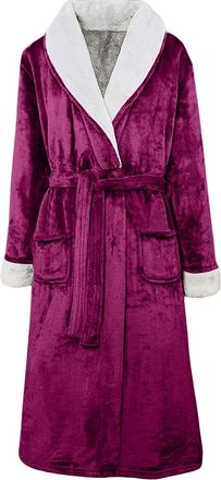 Generic WomenS Sherpa Lined Fleece Bathrobe, Full Length Plush Dressing Gown With Belt, Soft Cozy Winter Sleepwear, Warm Flannel Nightwear For Cold Weather, C