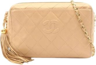 Chanel Pre-owned Matelasse Lambskin Shoulder Bag - Dames - Vintage Schoudertas - Beige - ONE Size - Leer - Vintage