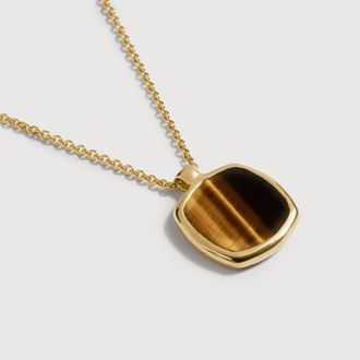 Monica Vinader Gold Delphi Gemstone Chain Necklace Tigers Eye