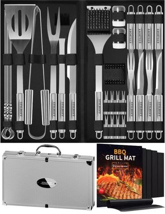 OEM Juego De Cubiertos Y Accesorios Para Parrilla Stilhoff Bbq, 39 Piezas (33) + Estuche + 5 Tapetes