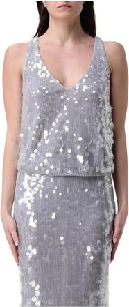 Patrizia Pepe Silver Sequin V-Neck Dress