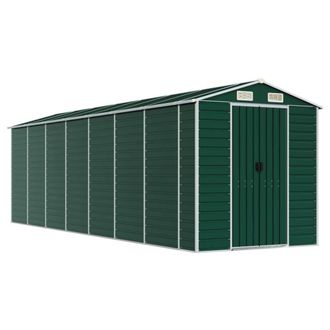 Berkfield Home Garden Shed Green 191x640x198 cm Galvanised Steel | Size: 191 x 640 x 198 cm