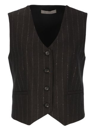 D.exterior Brown Pinstriped Wool Sweater Vest