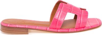 Paolo Ferrara Schoenen, Dames, Roze, 41 EU, Leer, Ciabatta met krokodillenprint