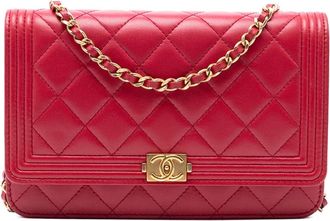 Chanel Borsa a tracolla Boy in pelle di agnello trapuntata con catena 2016-2017 - Rosso