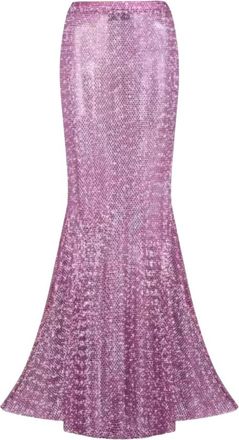 Santa Brands Roze Mesh Maxi Rok met Strass - Dames - Maxi Rokken - Roze - Xs/S - Polyester - Rokken