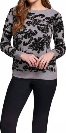Tribal Soft Boucle Jacquard Long Sleeve Sweater In Grey