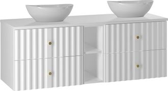 Petits Meubles Mueble lavabo 2 compartimientos estratificado Blanco