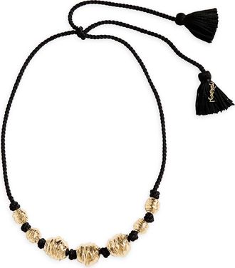 Saint Laurent YSL Tassel Passementerie Necklace in Nero at Nordstrom