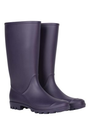 Mountain Warehouse Splash Womens Wellies - Waterproof Ladies Wellington Boots, Textile Lined, Sturdy Grip - Ideal for Festivals, Garden, Walking Dark Purple Adult Shoe S