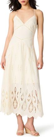Steve Madden Eleanora Openwork Deep V-Neck Midi Dress in Whisper White at Nordstrom, Size 16