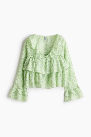 H&M Bluse mit Volants - Green