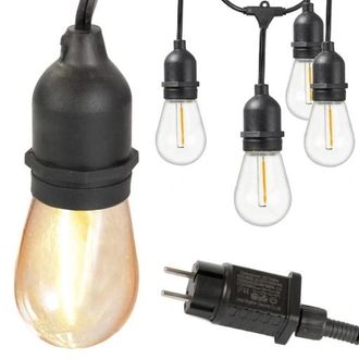 OEM Guirnalda De Luces Para Jard&iacute;n, Resistente Al Agua, Con 15 Bombillas Led E27, 15 M