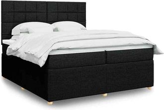 vidaXL Vidaxl - Cama Box Spring Con Colch&oacute;n Tela Negro 200x200 Cm