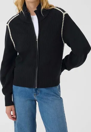 Part Two Semra Cardigan In Dark Navy/white Cap Grey