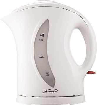 Brentwood 1.7 Liter Cordless Plastic Tea Kettle in White